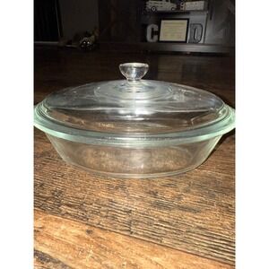 Vintage Clear Glass Oval Casserole‎ Dish with Lid Oven Safe Serving Bowl